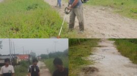 Warga Gotong Royong Perbaiki Jalan. Minggu (28/09)